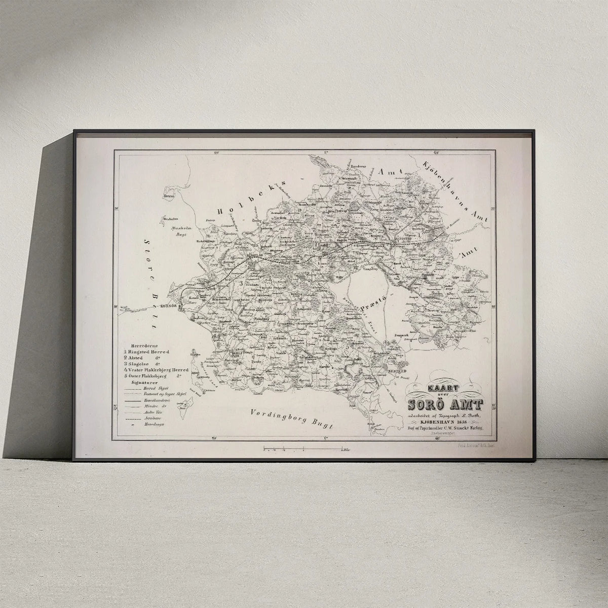 Kort over Sorø Amt 1858 - Plakat – billede 3