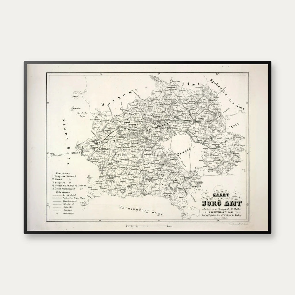 Kort over Sorø Amt 1858 - Plakat – billede 1