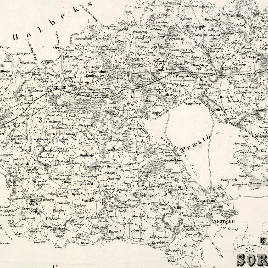Kort over Sorø Amt 1858 - Plakat – billede 4