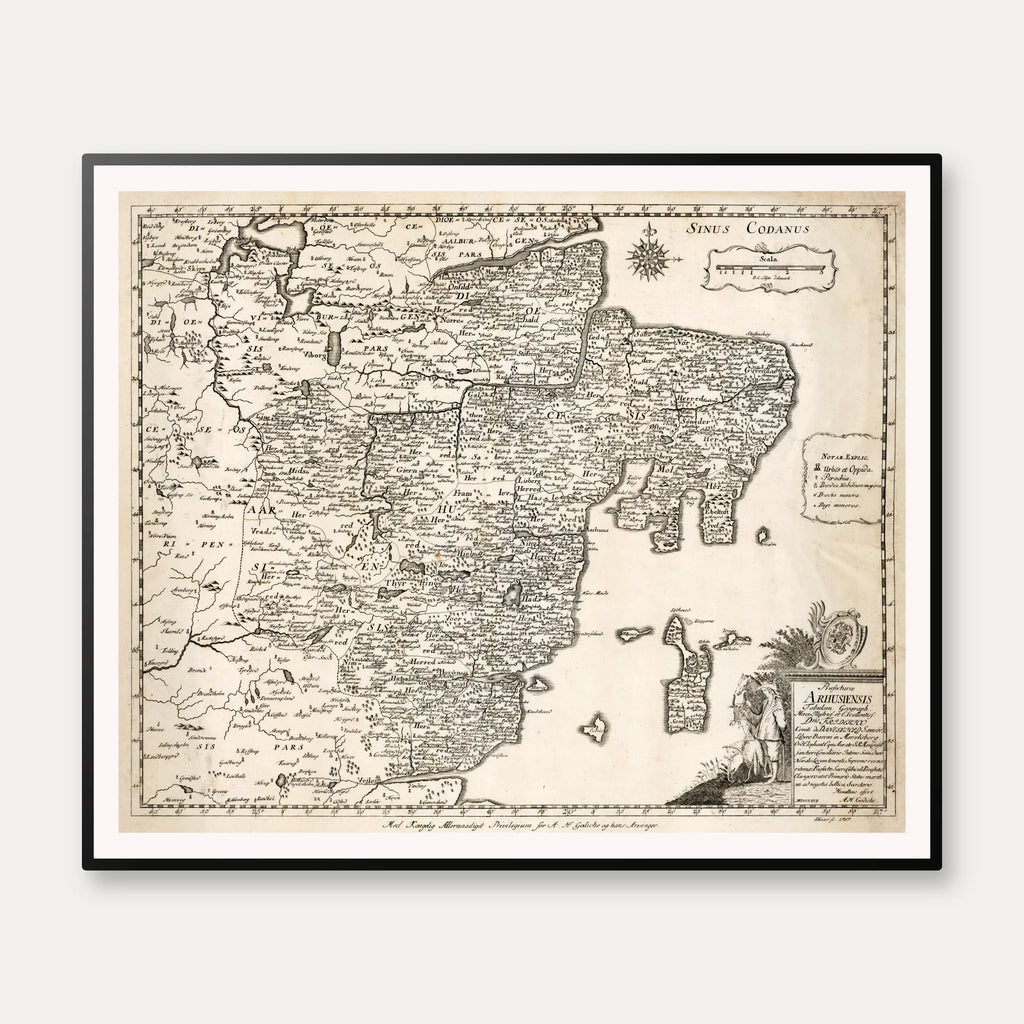 Aarhus Stift 1767 - Historisk kort fra Den Danske Atlas - 60×50 cm – billede 1