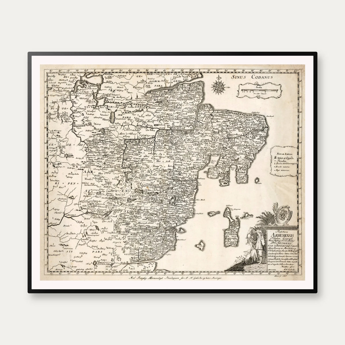 Aarhus Stift 1767 - Historisk kort fra Den Danske Atlas - 60×50 cm – billede 1