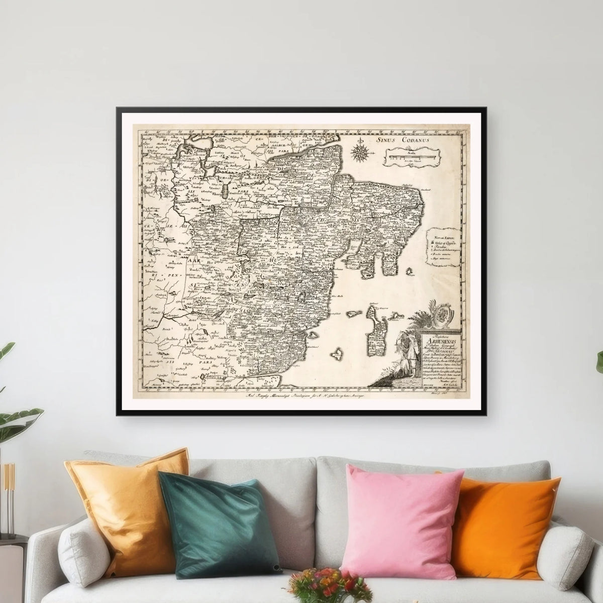 Aarhus Stift 1767 - Historisk kort fra Den Danske Atlas - 60×50 cm – billede 3