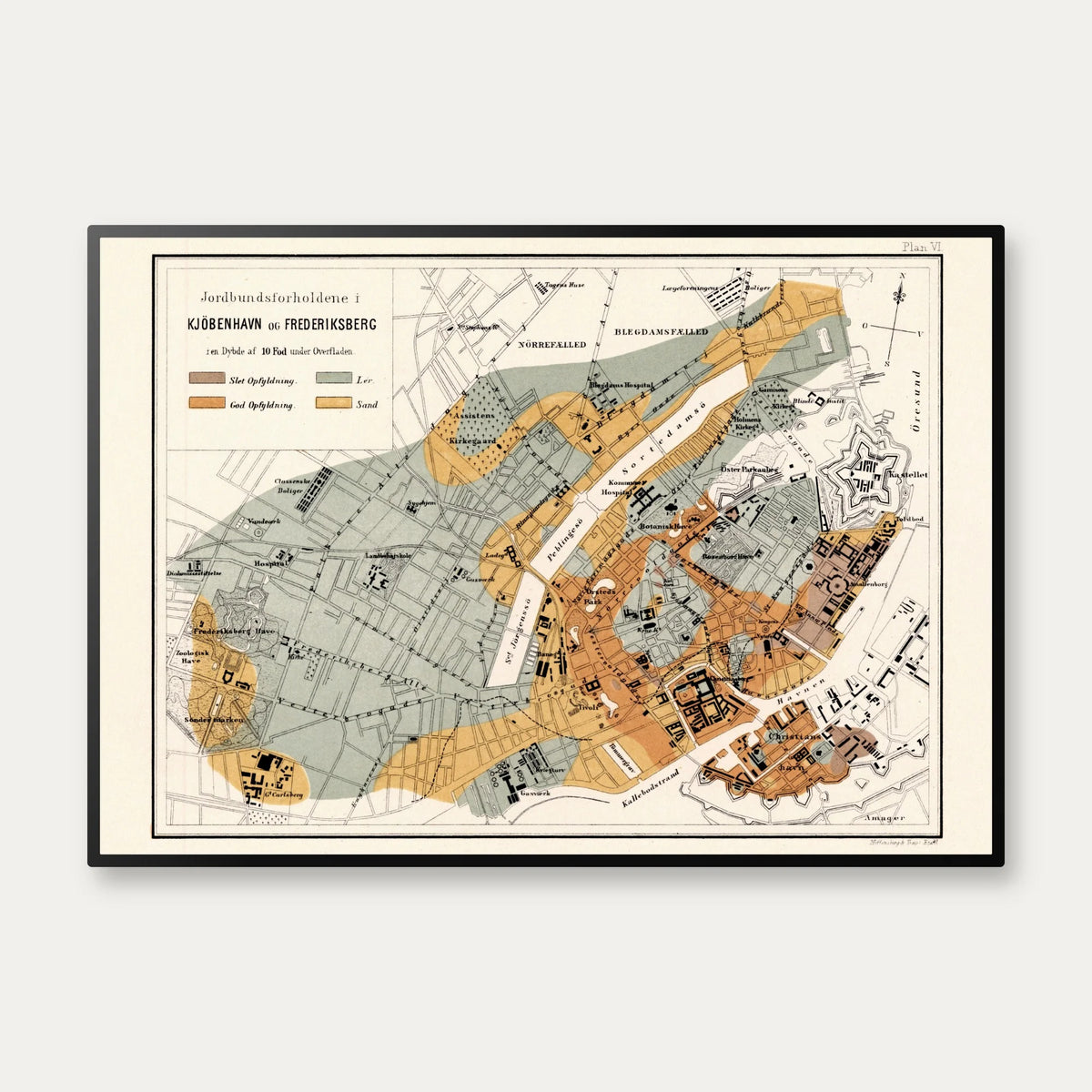 København og Frederiksberg jordbund 1878 - Geologisk kort – billede 1