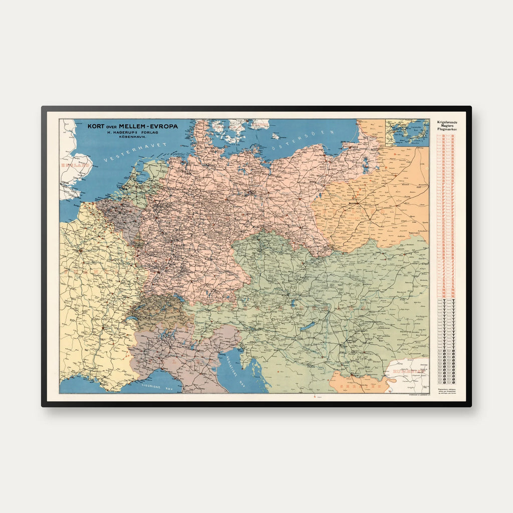Mellemeuropa 1914 - Historisk krigskort – billede 1