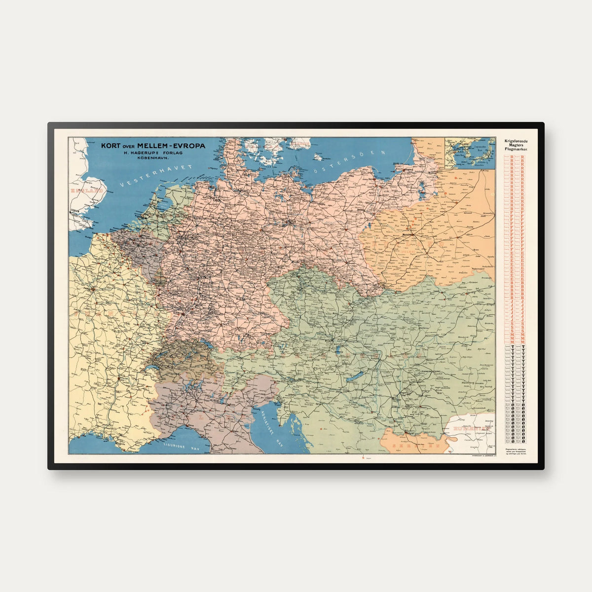 Mellemeuropa 1914 - Historisk krigskort – billede 1