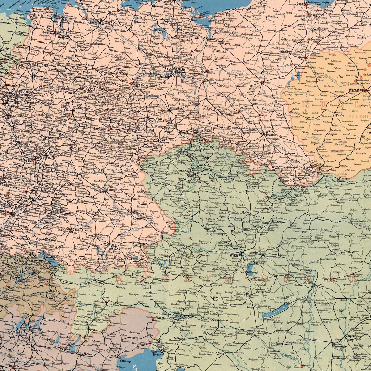 Mellemeuropa 1914 - Historisk krigskort – billede 4