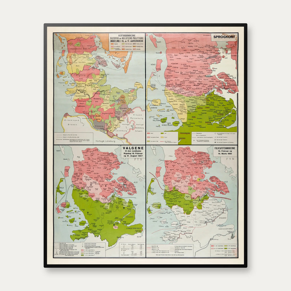 Sønderjylland - Geografisk skoleplakat af Aage Andersen - 50×60 cm – billede 1
