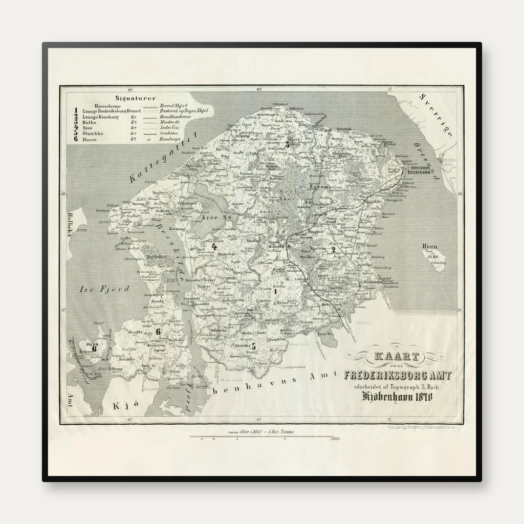 Kort over Frederiksborg Amt 1870 - Plakat – billede 1