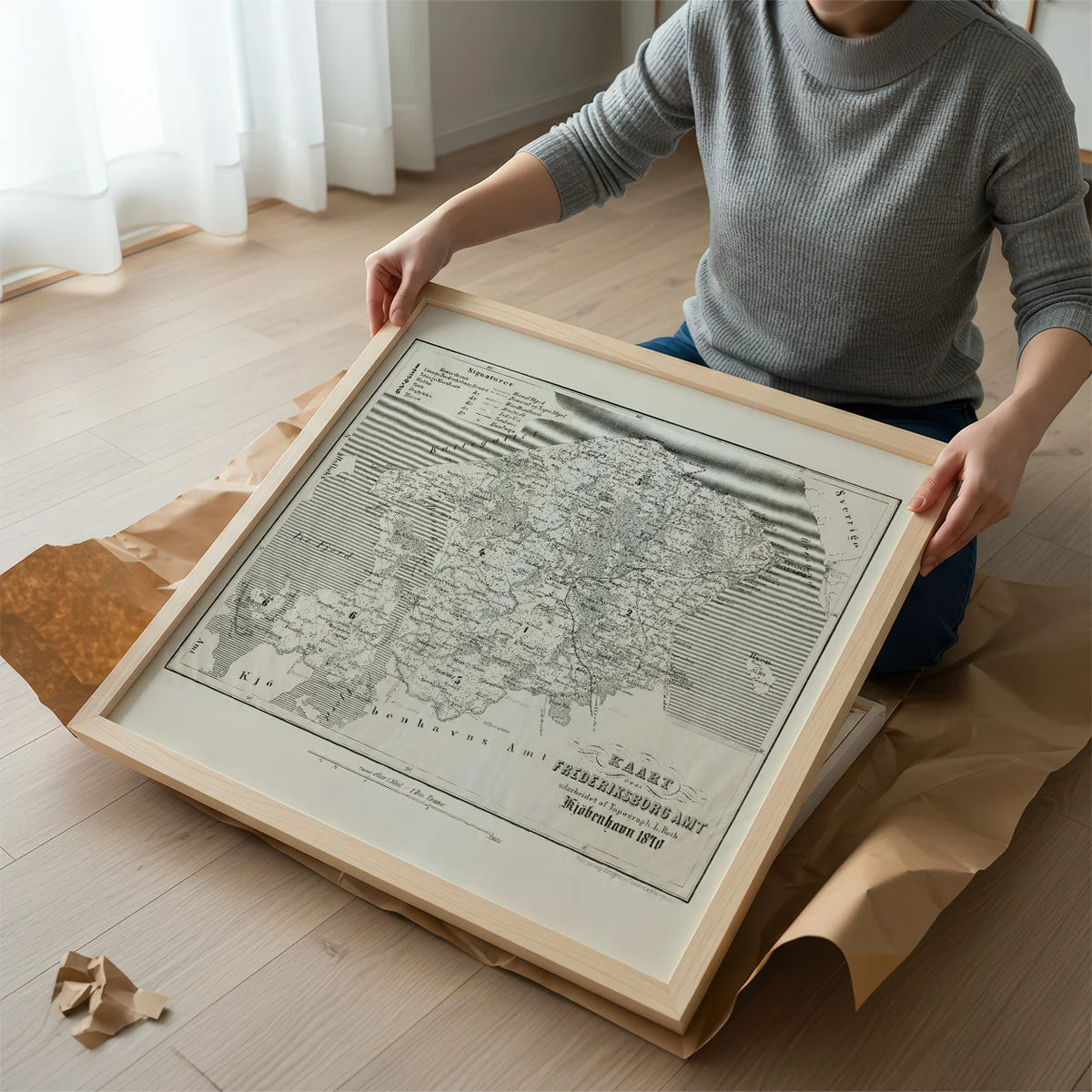 Kort over Frederiksborg Amt 1870 - Plakat – billede 2