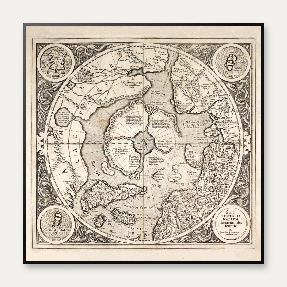 Nordpolen 1606 - Arktisk kort af Gerard Mercator – billede 1