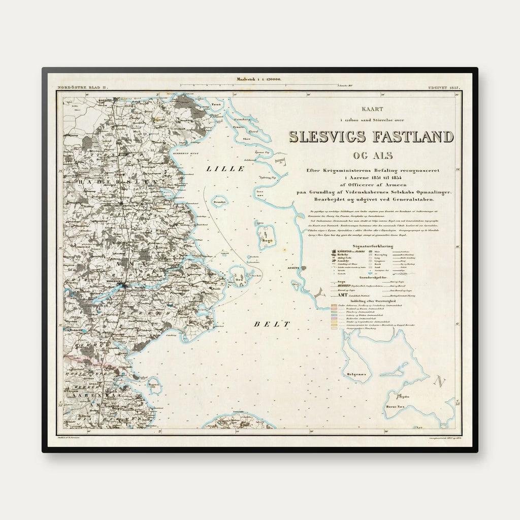 Slesvig og Als 1857 - Historisk kort - 60×53 cm – billede 1