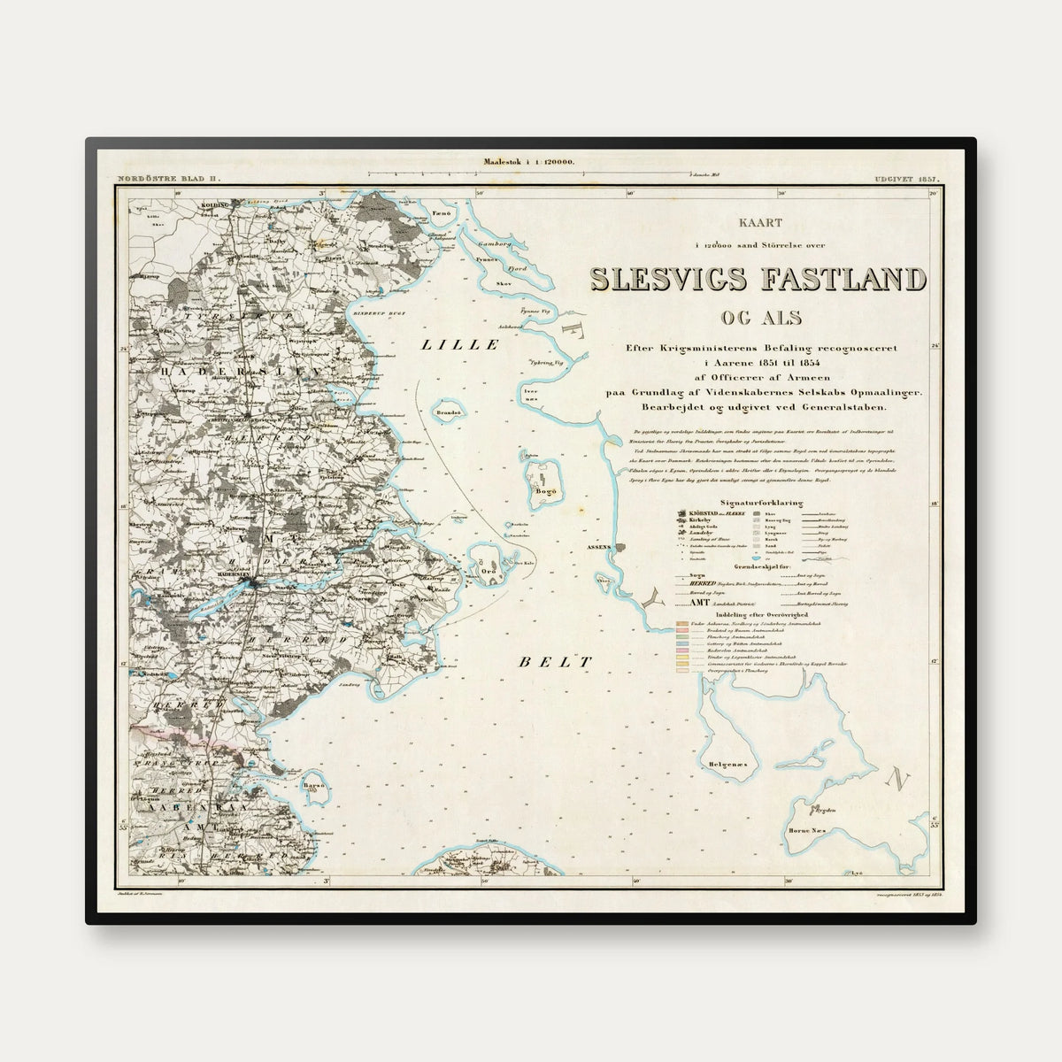 Slesvig og Als 1857 - Historisk kort - 60×53 cm – billede 1