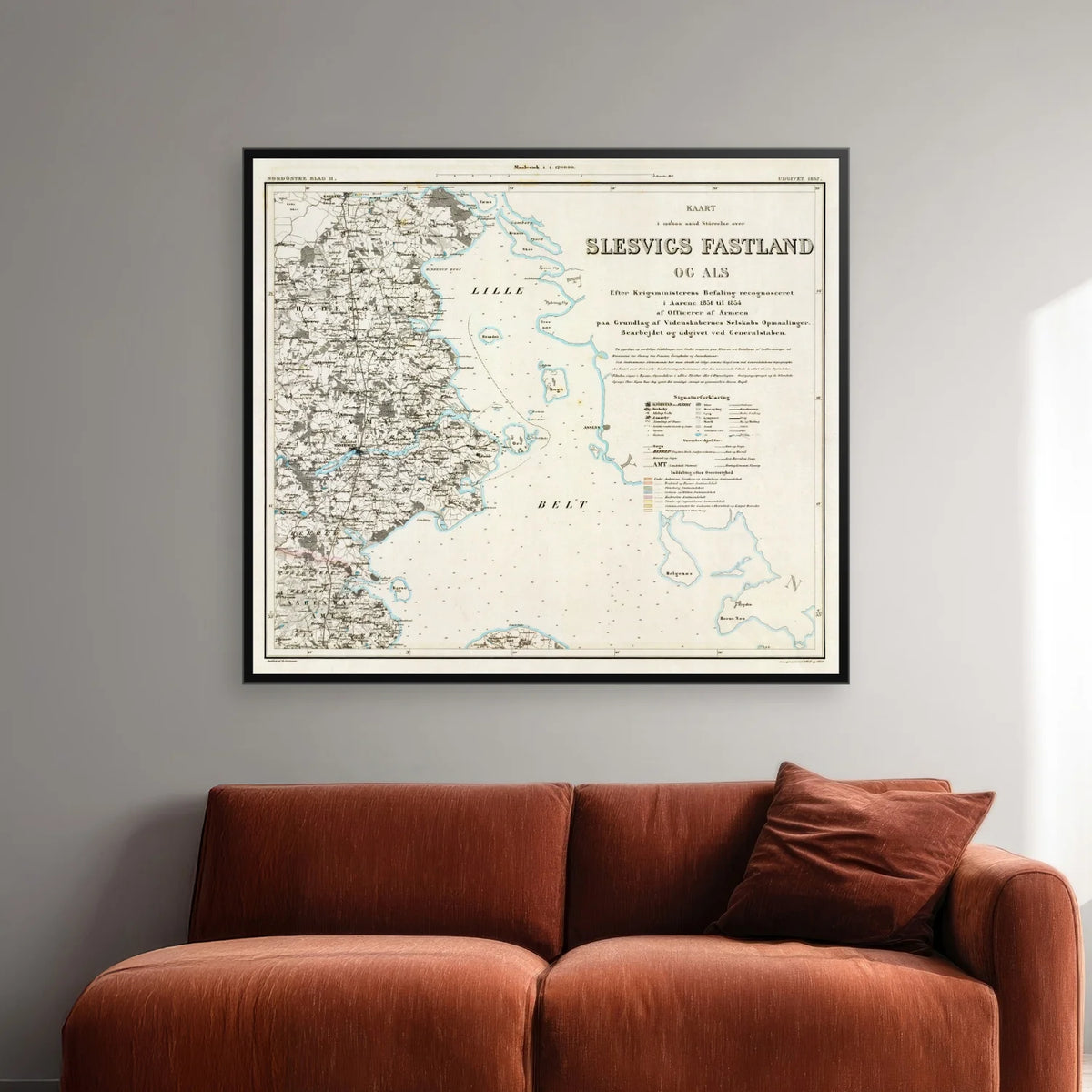 Slesvig og Als 1857 - Historisk kort - 60×53 cm – billede 2