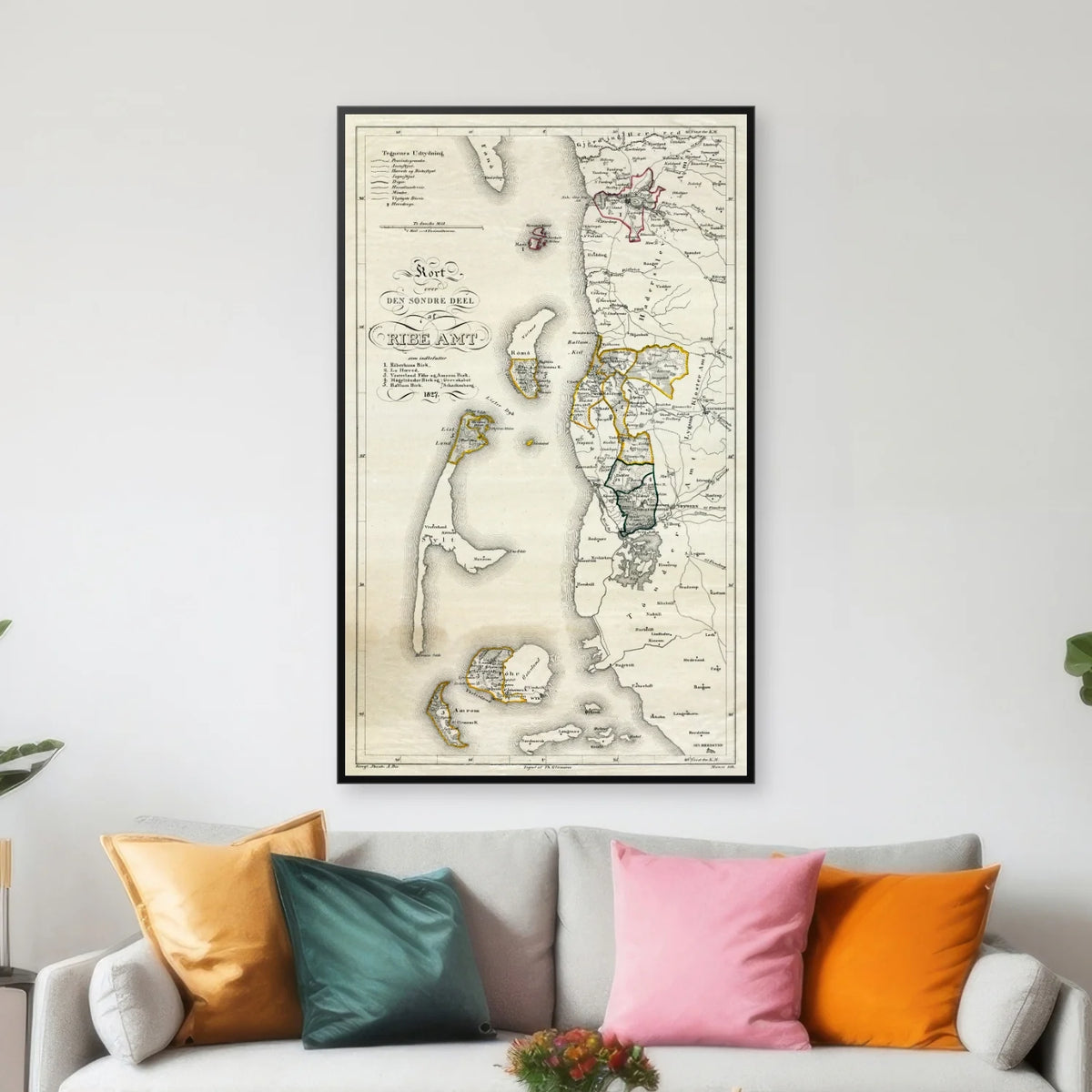 Søndre Ribe Amt 1827 - Historisk kort - 37×60 cm – billede 3