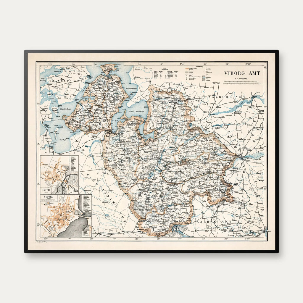 Viborg Amt 1897 - Historisk amtskort - 75×60 cm – billede 1