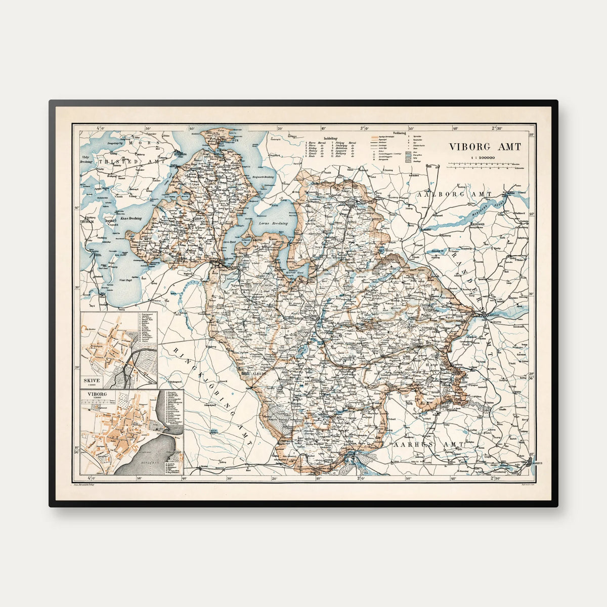 Viborg Amt 1897 - Historisk amtskort - 75×60 cm – billede 1