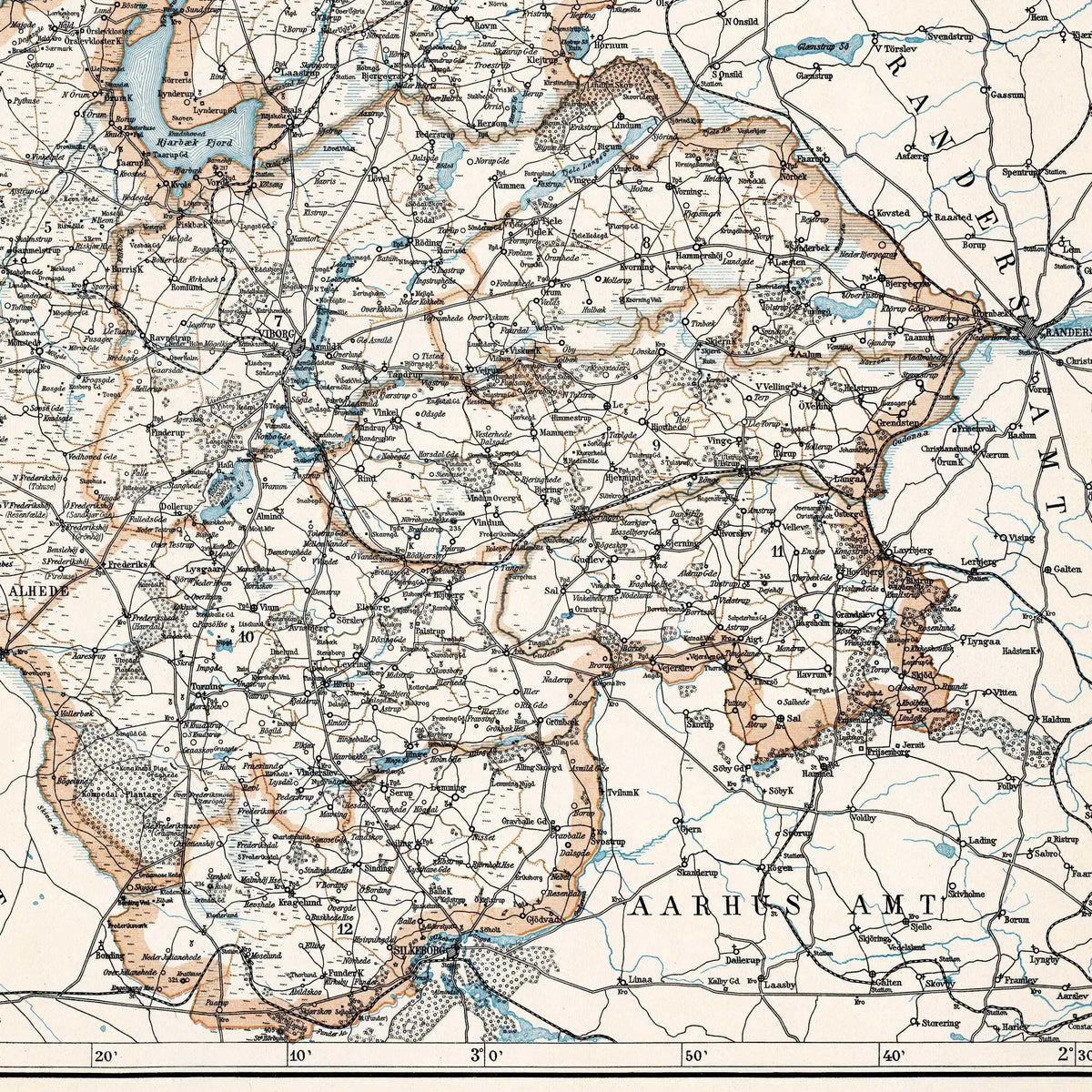 Viborg Amt 1897 - Historisk amtskort - 75×60 cm – billede 4