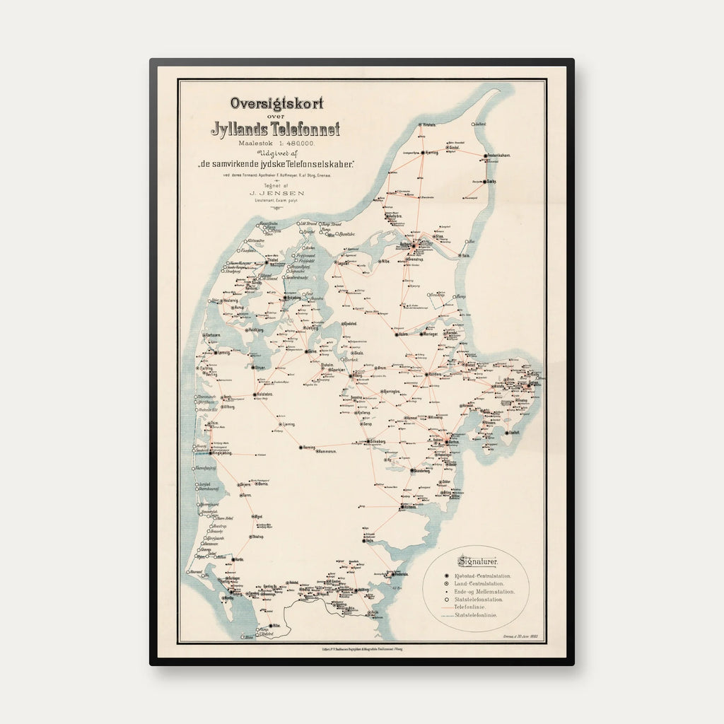 Jyllands Telefonnet 1893 - Historisk kommunikationskort – billede 1