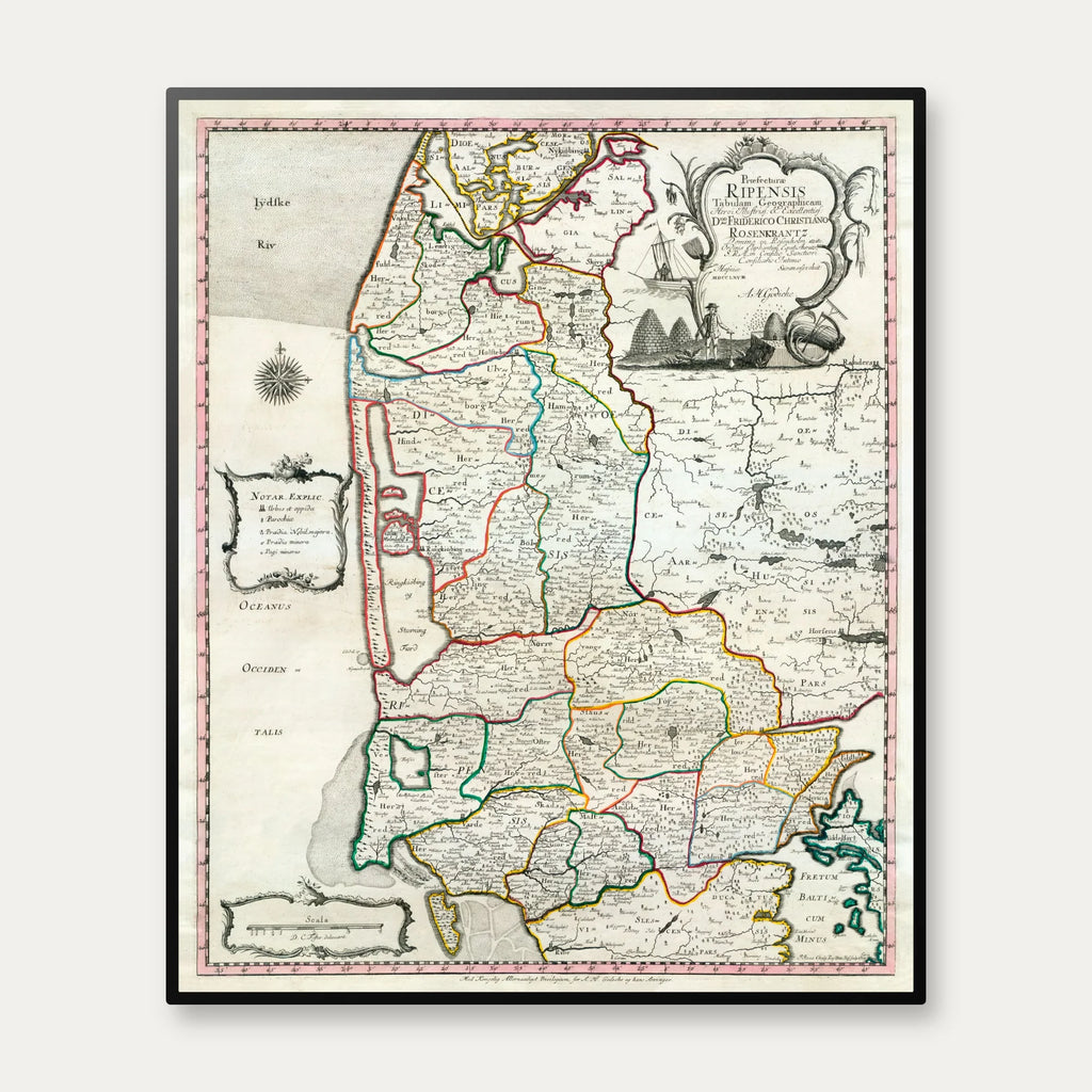 Ribe Stift 1768 - Historisk kort fra Det Danske Atlas - 58×70 cm – billede 1