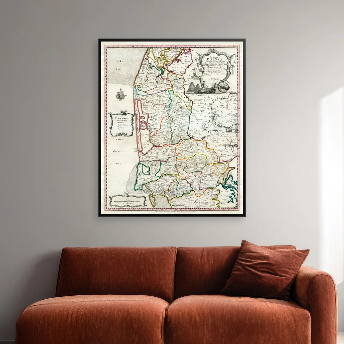 Ribe Stift 1768 - Historisk kort fra Det Danske Atlas - 58×70 cm – billede 2