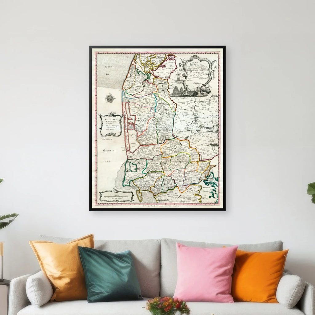 Ribe Stift 1768 - Historisk kort fra Det Danske Atlas - 58×70 cm – billede 3