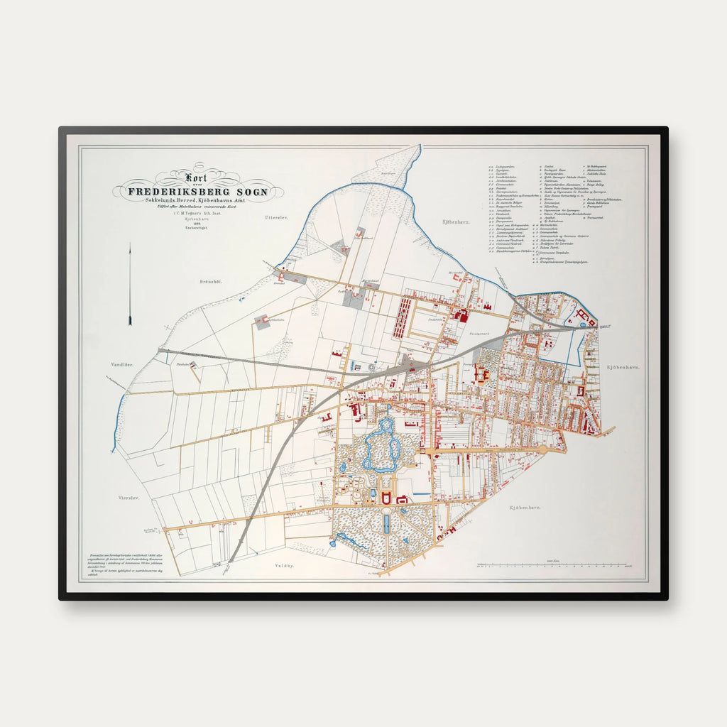 Frederiksberg Sogn 1957 - Historisk matrikelkort - 90×70 cm – billede 1