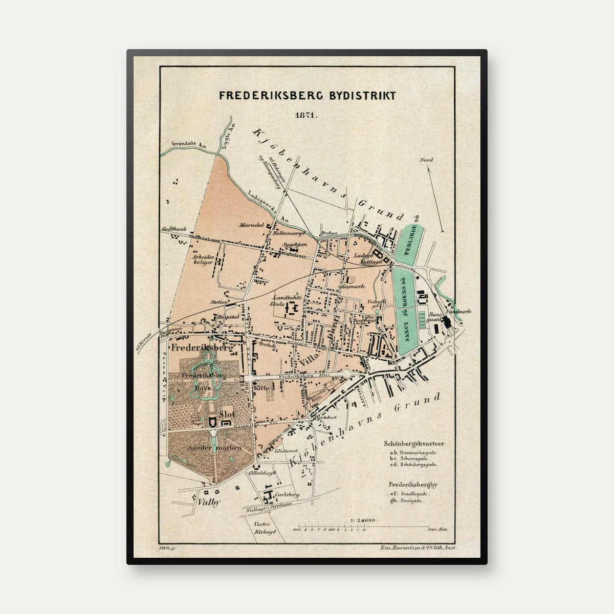 Frederiksberg Bydistrikt 1871 - Historisk bykort – billede 1