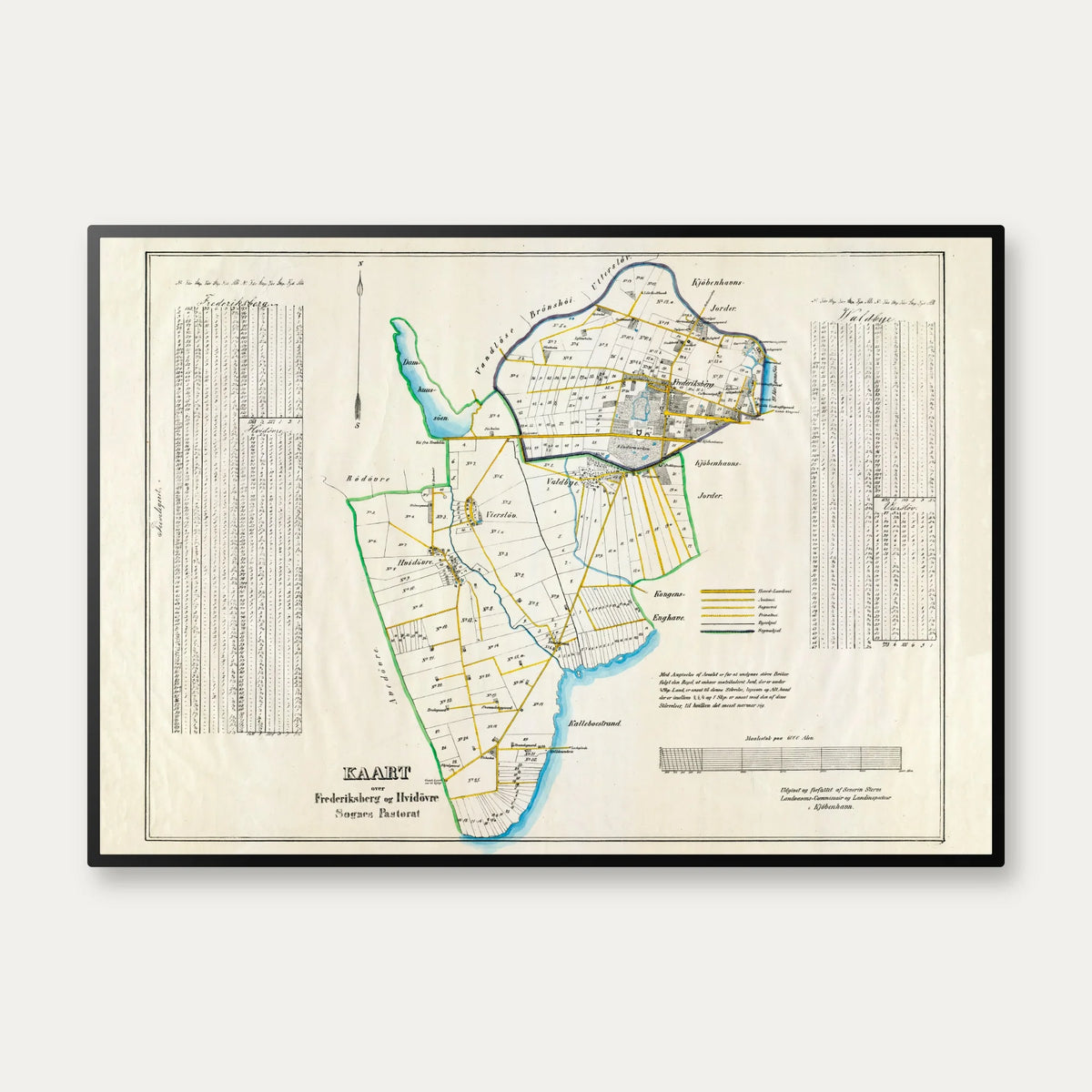 Frederiksberg og Hvidovre 1850 - Historisk sognekort – billede 1
