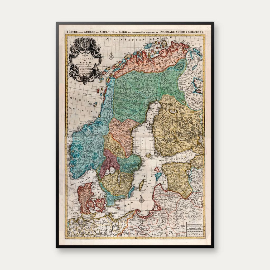 Nordens kroner 1696 - Historisk kort over Danmark, Sverige og Norge – billede 1