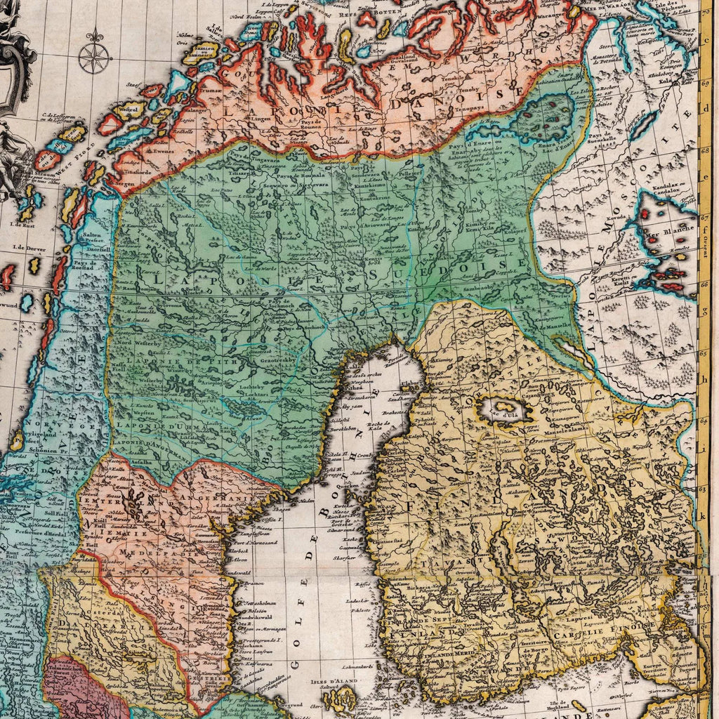 Nordens kroner 1696 - Historisk kort over Danmark, Sverige og Norge – billede 4