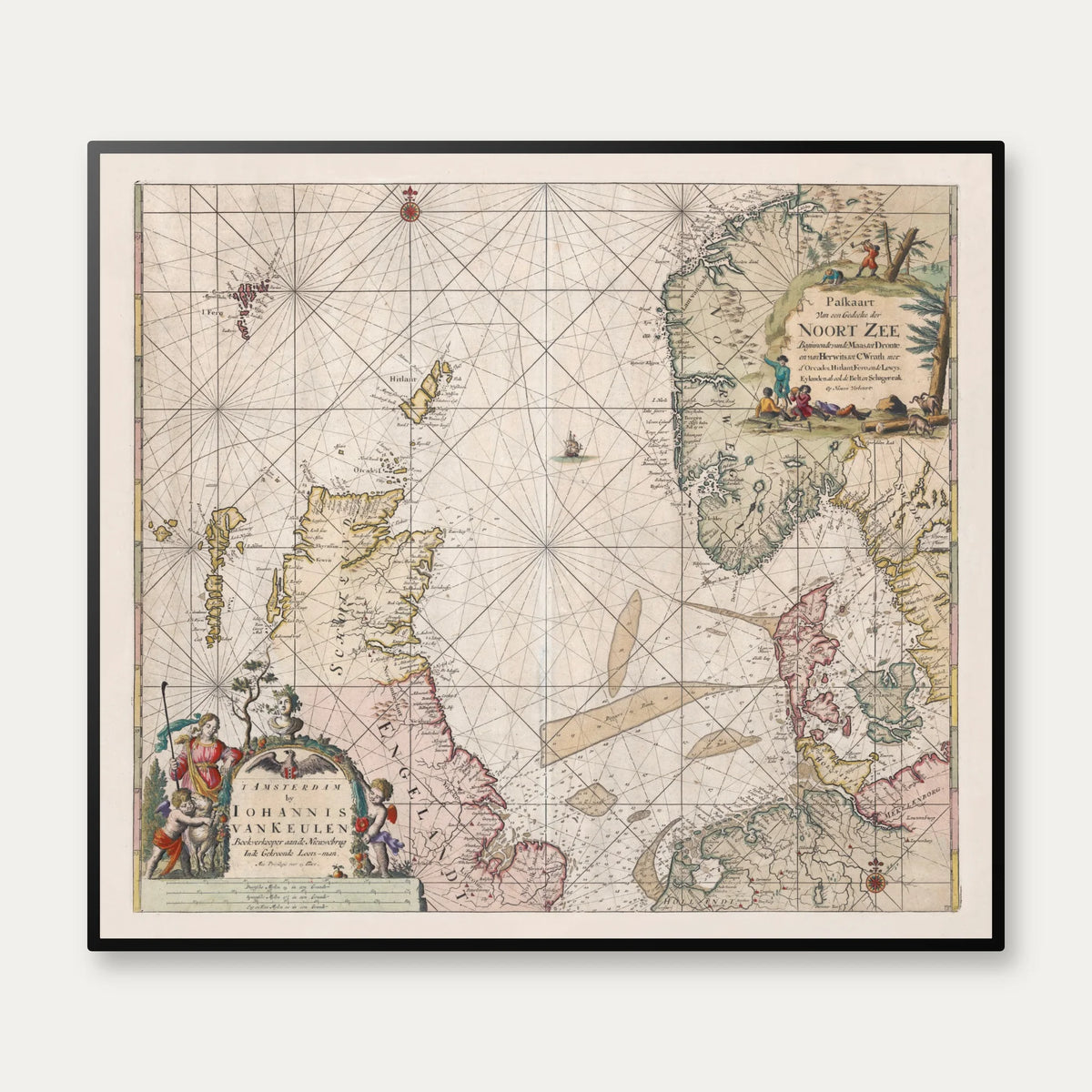 Nordsøen 1690 - Historisk søkort af Johannes van Keulen - 60×53 cm – billede 1