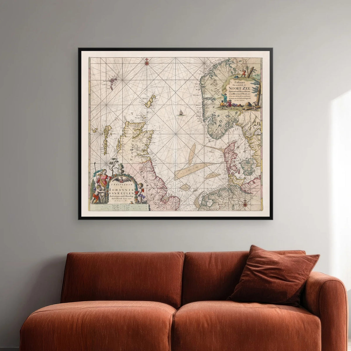 Nordsøen 1690 - Historisk søkort af Johannes van Keulen - 60×53 cm – billede 2
