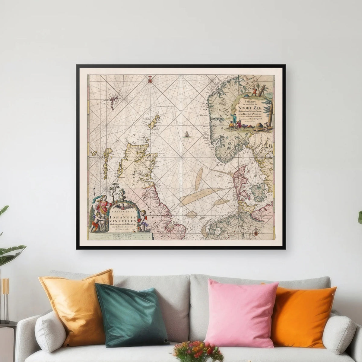 Nordsøen 1690 - Historisk søkort af Johannes van Keulen - 60×53 cm – billede 3