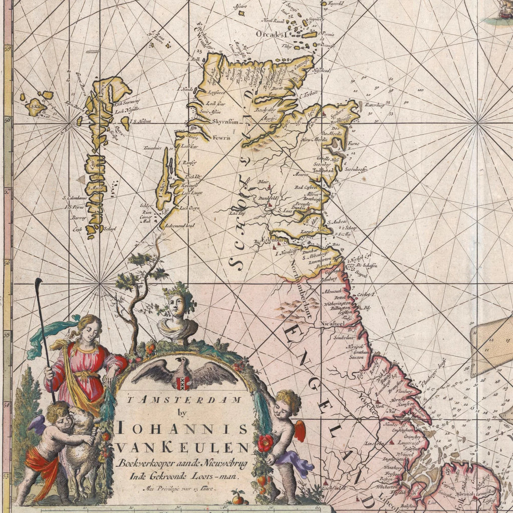 Nordsøen 1690 - Historisk søkort af Johannes van Keulen - 60×53 cm – billede 4