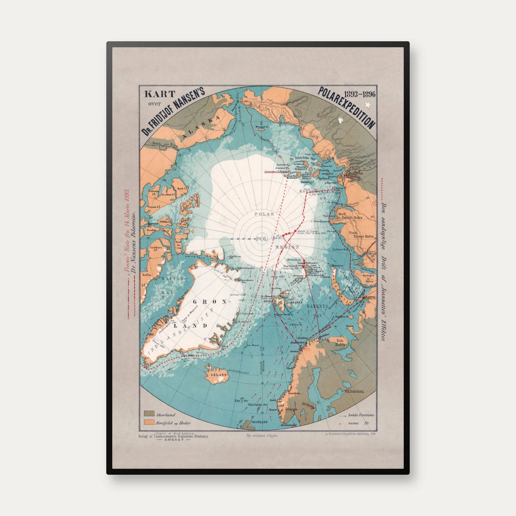 Fridtjof Nansens Polarekspedition 1893-1896 - Historisk polarkort – billede 1