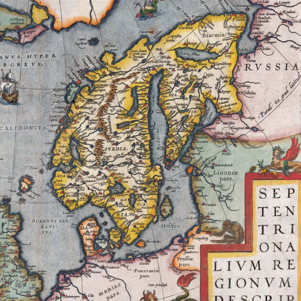 Skandinavien 1602 - Historisk kort af Abraham Ortelius – billede 4
