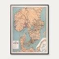 Jernbaner i Norge, Sverige og Danmark 1894 - Historisk jernbanekort - 54×70 cm – billede 1
