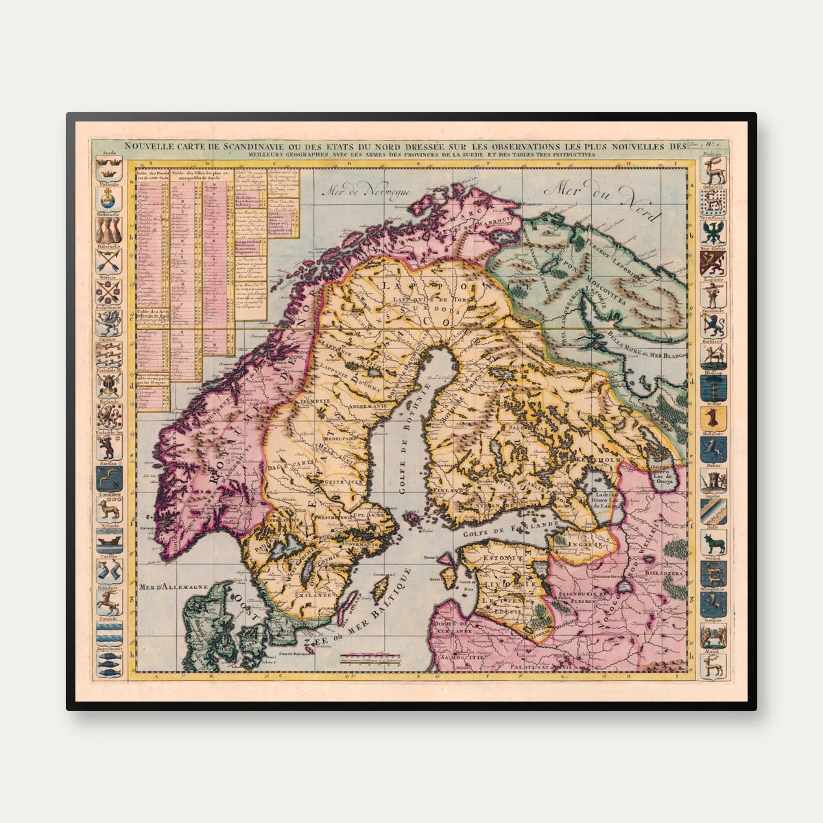 Skandinavien 1714 - Historisk kort af Henri Abraham Châtelain - 60×52 cm – billede 1