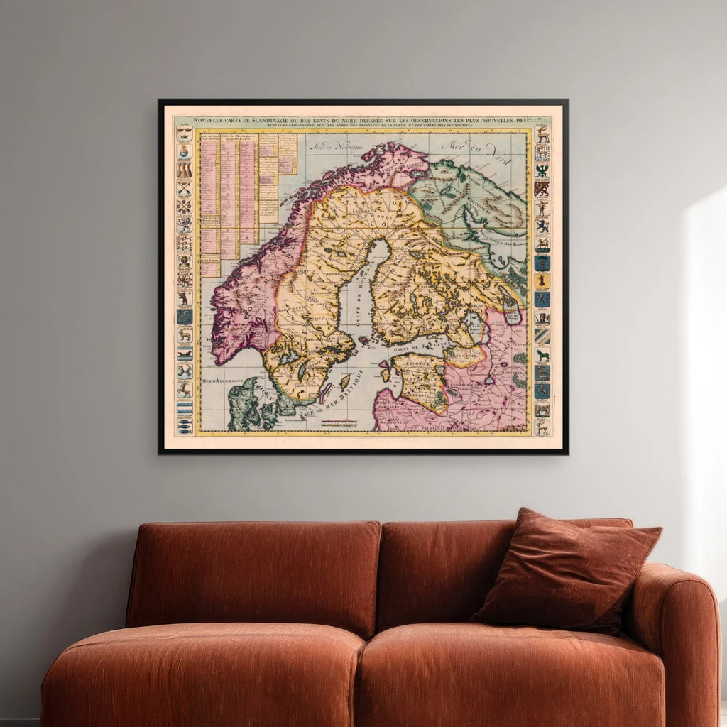 Skandinavien 1714 - Historisk kort af Henri Abraham Châtelain - 60×52 cm – billede 2