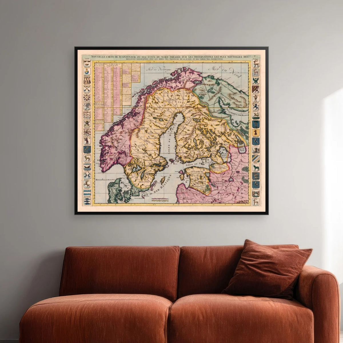Skandinavien 1714 - Historisk kort af Henri Abraham Châtelain - 60×52 cm – billede 2