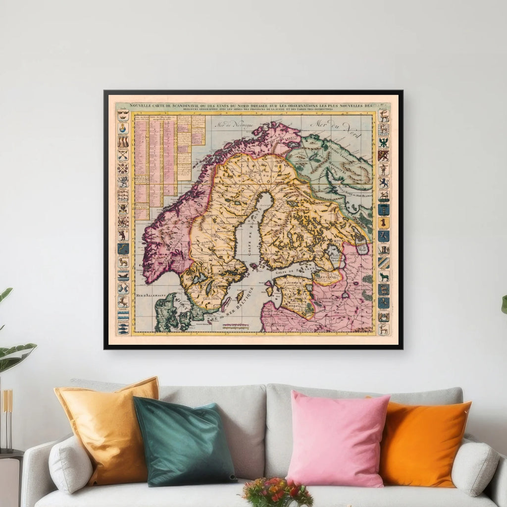Skandinavien 1714 - Historisk kort af Henri Abraham Châtelain - 60×52 cm – billede 3