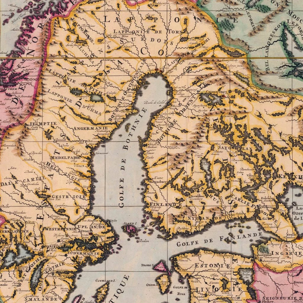 Skandinavien 1714 - Historisk kort af Henri Abraham Châtelain - 60×52 cm – billede 4