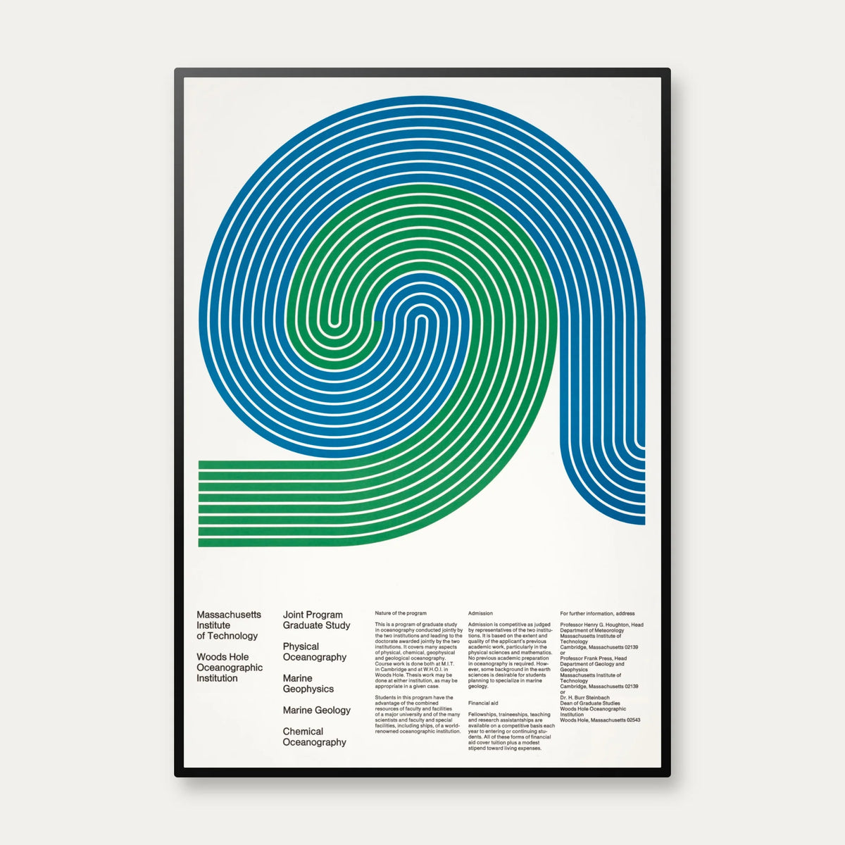 MIT og Woods Hole Oceanographic Institution 1967 - Graduate Study plakat – billede 1