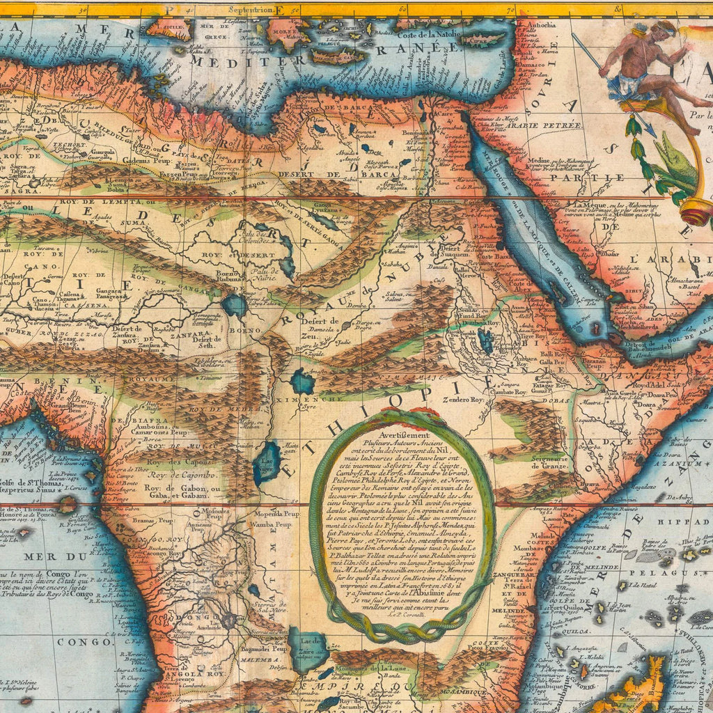 Afrika 1689 - Historisk kort af Coronelli - 85×65 cm – billede 4