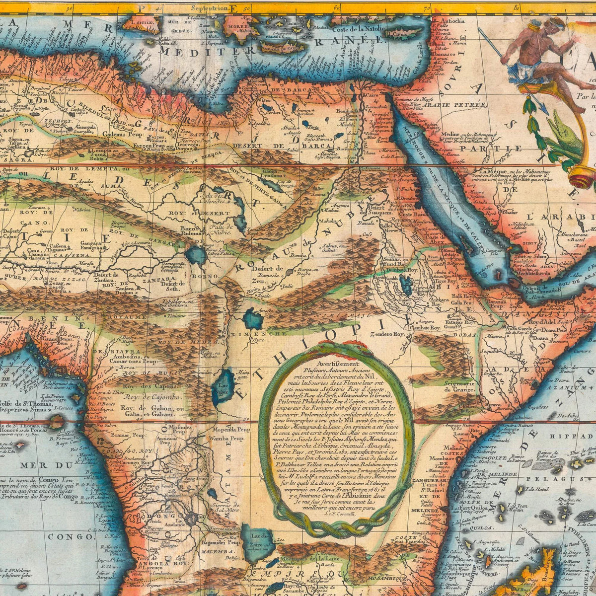 Afrika 1689 - Historisk kort af Coronelli - 85×65 cm – billede 4