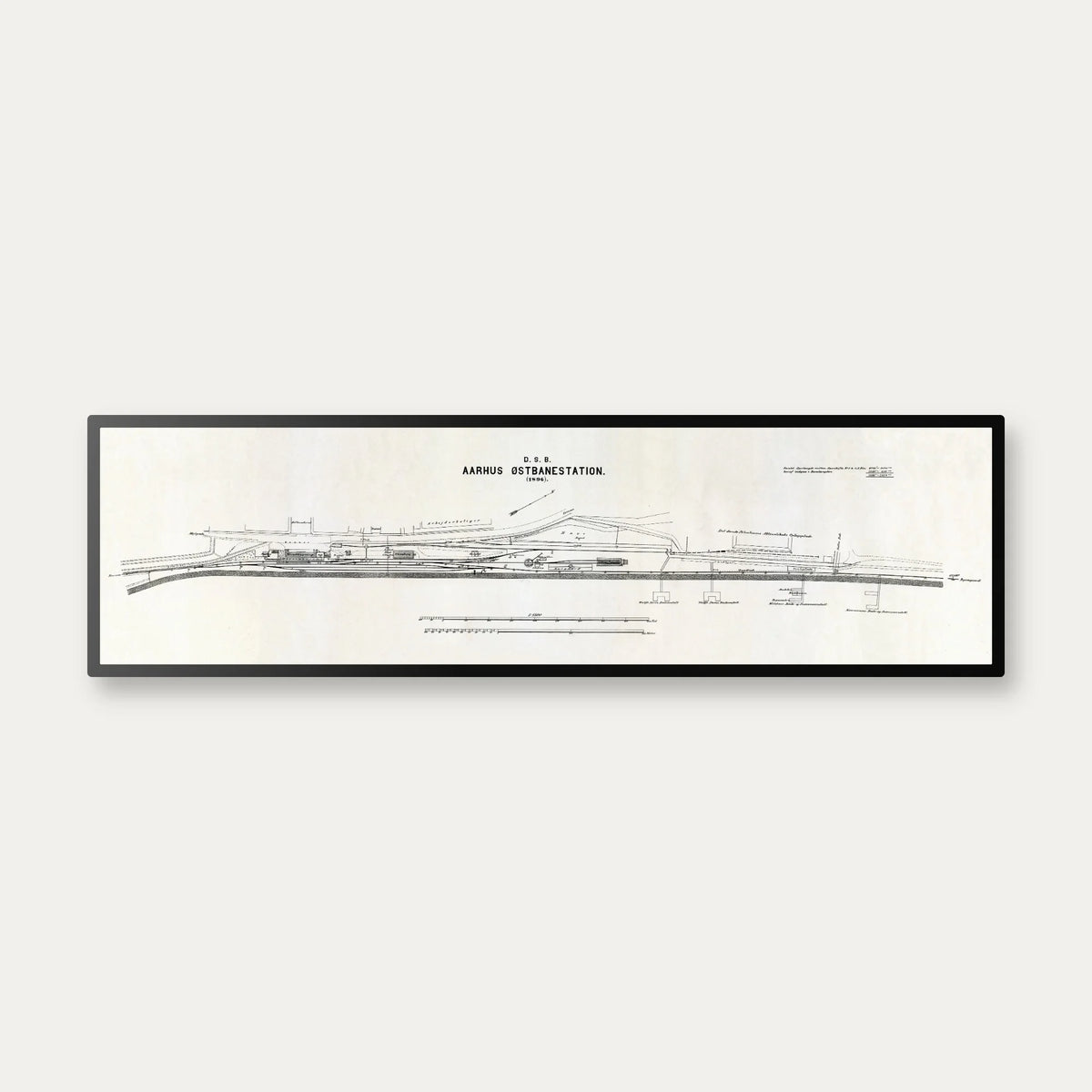 Aarhus Østbanestation 1896 - Historisk DSB kort - 70×20 cm – billede 1