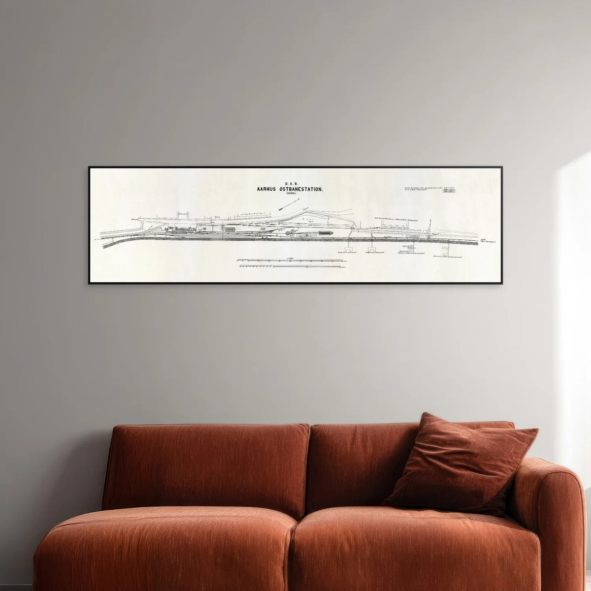 Aarhus Østbanestation 1896 - Historisk DSB kort - 70×20 cm – billede 2