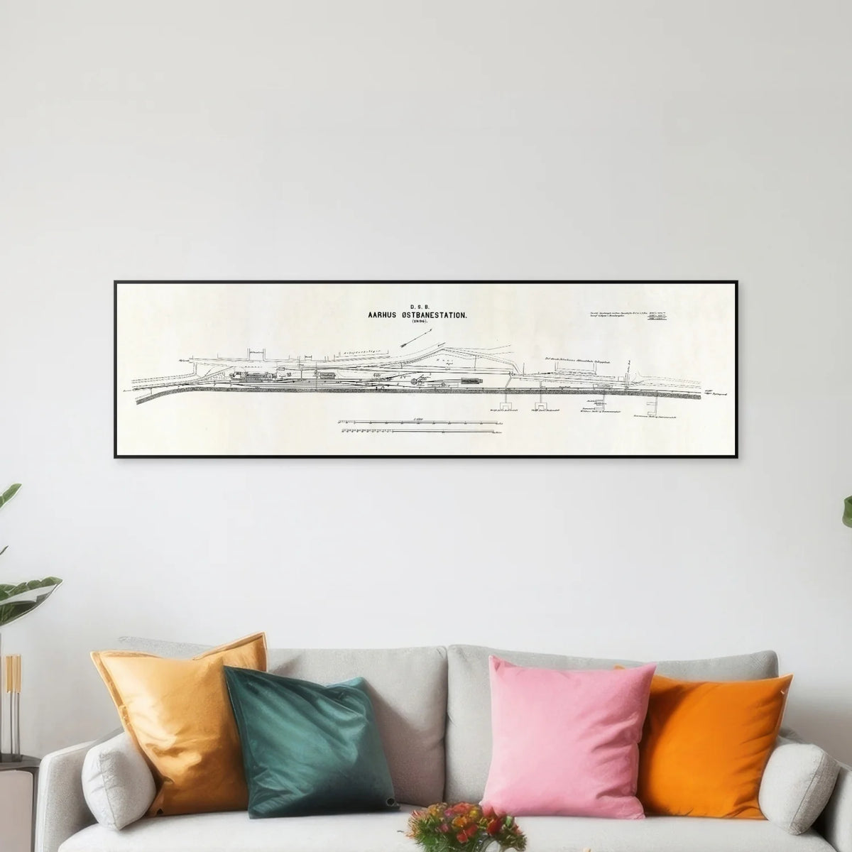 Aarhus Østbanestation 1896 - Historisk DSB kort - 70×20 cm – billede 3