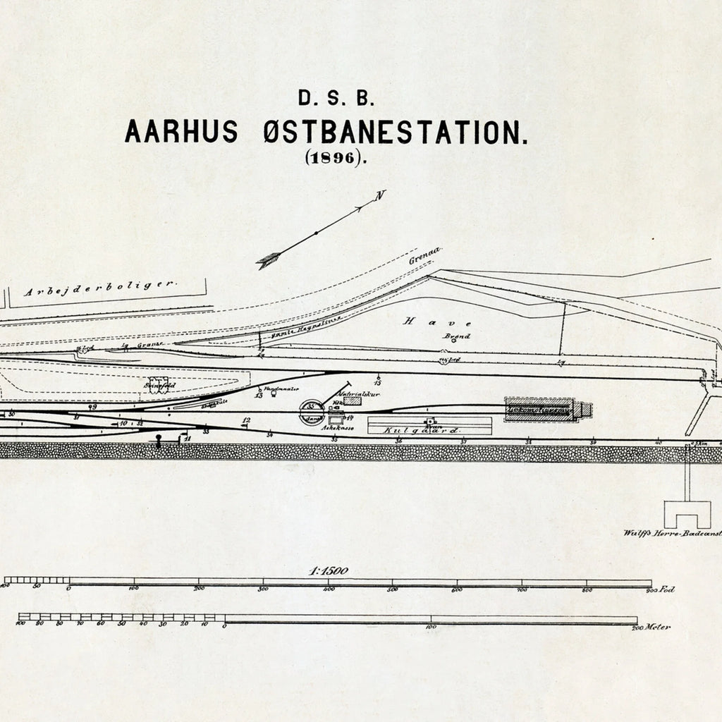 Aarhus Østbanestation 1896 - Historisk DSB kort - 70×20 cm – billede 4