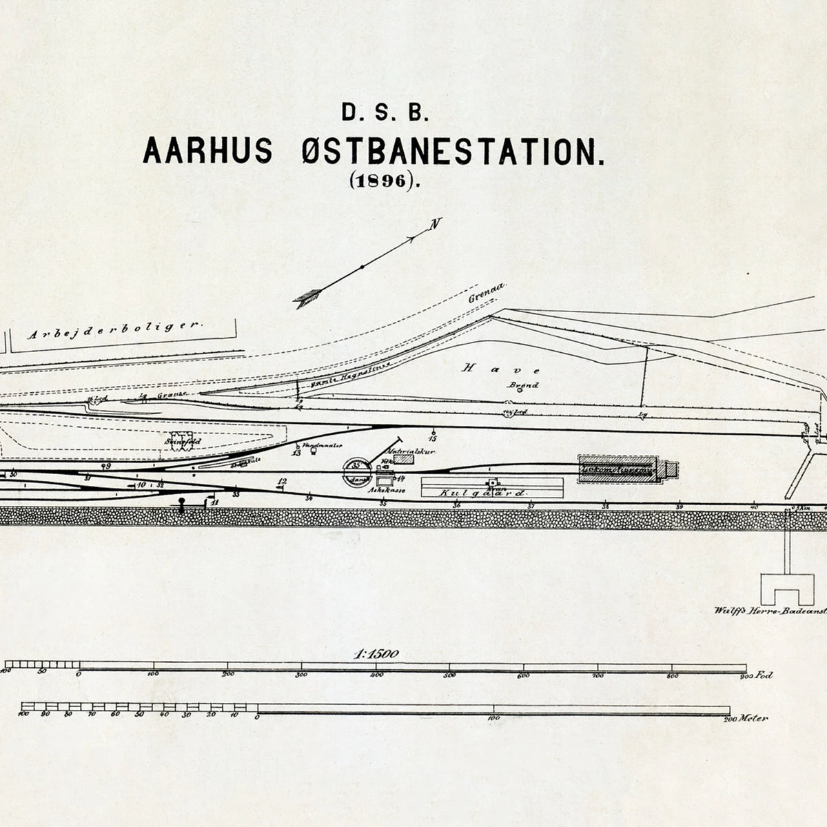 Aarhus Østbanestation 1896 - Historisk DSB kort - 70×20 cm – billede 4